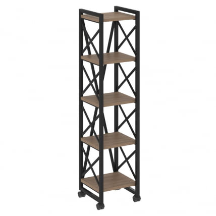 Стеллаж на колесных опорах - 5 полок ЛОФТ ВР.Л-МСТ.К-5.4 Металл черный Дуб Аризона / LOFT VR.L-MST.K-5.4_0