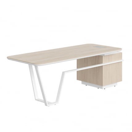 Стол руководителя левый Лине СФ-571102.1 Дуб светлый Белый / Line_1
