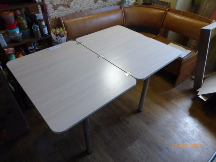 Стол поворотно-раскладной 1,2 Ника, СТЕКЛО, опоры Д50 круглые ХРОМ, Беленый дуб/Р041 / D50 дуб/R041_5