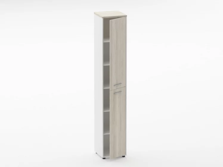 Шкаф 5 узкий закрытый Дека 10.23.16Пр Дуб Сантана светлый/Белый / Deka_1