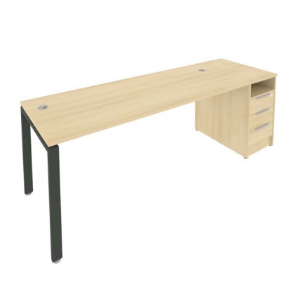 Рабочая станция с опорной тумбой Метал Сйстем Б.РС-СТП -1.5 Акация/Антрацит / Metal System_0