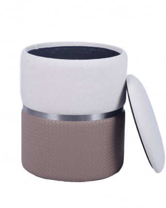 Пуф Кэрри с ящиком светло-коричневый шенилл с экокожей_2