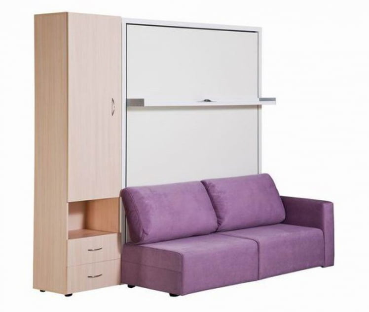 Шкаф-диван-кровать Смарт 1 3-в-1 левый 1600 Ясень шимо темный_0