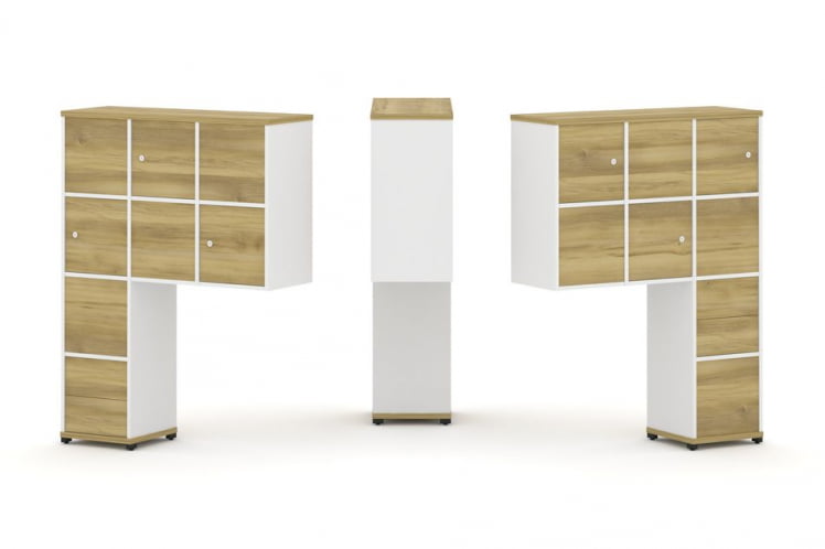 Надставка на стол высокая двухсторонняя + задняя стенка (8 шт.) + блок с 2-мя ящиками (2 шт.) + распашной фасад (6 шт.) CОНCЕПТ CН.ДНВ-004 Дуб Винченцо Белый бриллиант Черный металл / CONCEPT CN.DNV-004_0