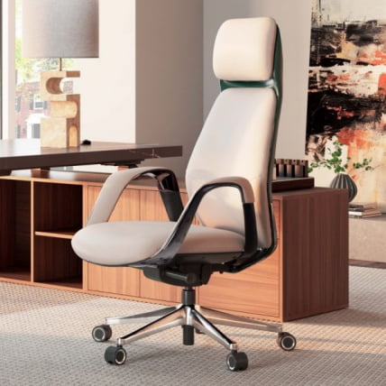 Эргономичное кресло руководителя Еурека ОC07 СЕРЕНЕ (Наппа кожа), белое / Eureka OC07 SERENE (Nappa_8