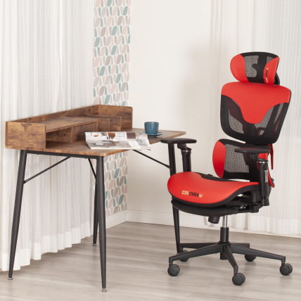 Кресло КингКобра иск. кожа / сетка, черный / красный / KingCobra_23