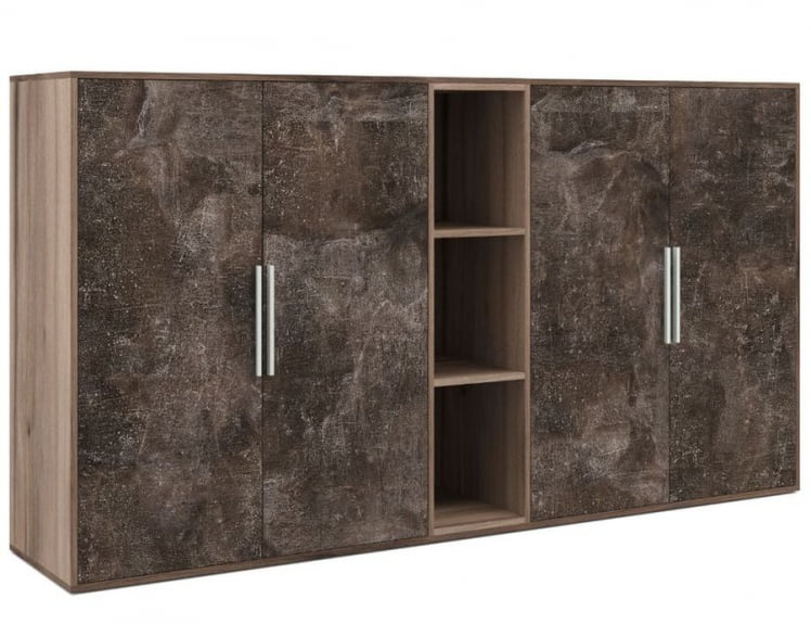 Шкаф средний 4 створки, с нишей Б-ТОНЕ БТН36153242 Вяз Бетон темный / B-TONE BTN36153242_0