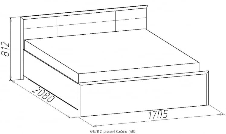 Кровать АМЕЛИ 2 1600 с основанием дерево (венге)_1