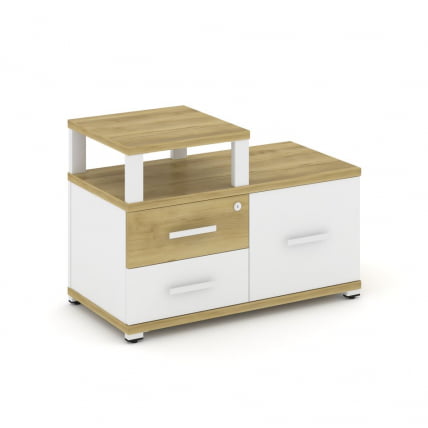 Тумба приставная сервисная с надставкой узкой CОНCЕПТ CН.ТСР-002 Б/В Дуб Винченцо Белый бриллиант Белый / CONCEPT CN.TSR-002 B/W_0