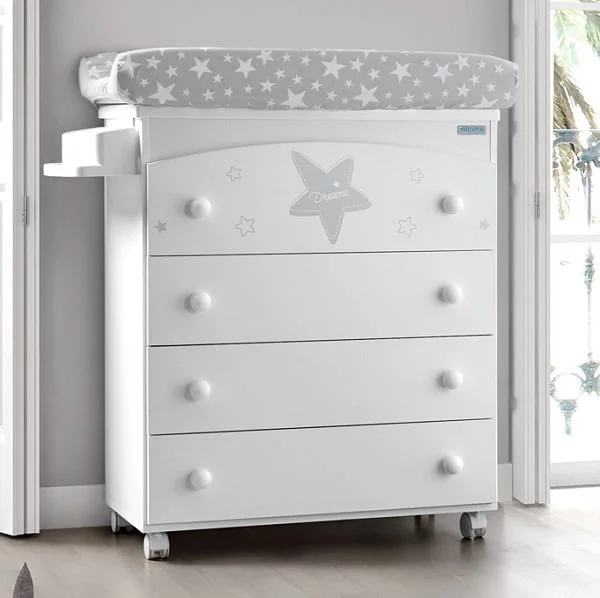 Комод Микуна Естела пеленальный Б-970 вхите/грей матрасик грей старс / Micuna Estela B-970 white/grey grey stars_0