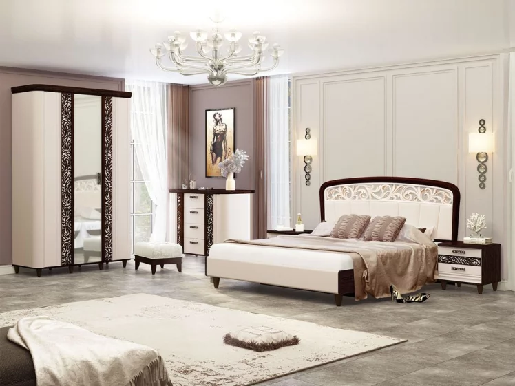 Шкаф трехдверный с зеркалом Катрин 92.12 Дуб венге Белый песок Браун вуд_7