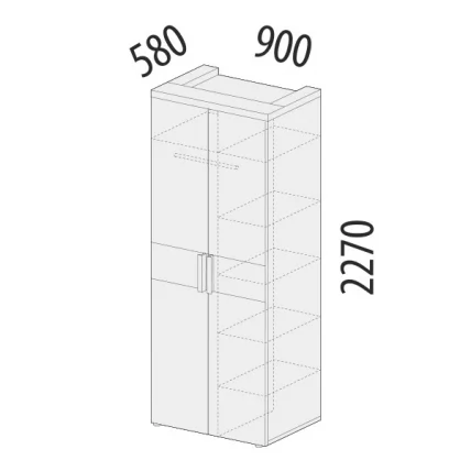 Шкаф двухдверный многофункциональный Кашемир 900.13 Дуб Кронберг/Кашемир_2