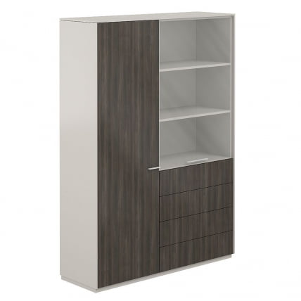 Шкаф высокий двойной с отделением для одежды Атлас НЗ-0303+НЗ-0302.ГС.БТСерый камень Бренсон Трюфель / Atlas NZ-0303+NZ-0302.GS.BTСерый_0