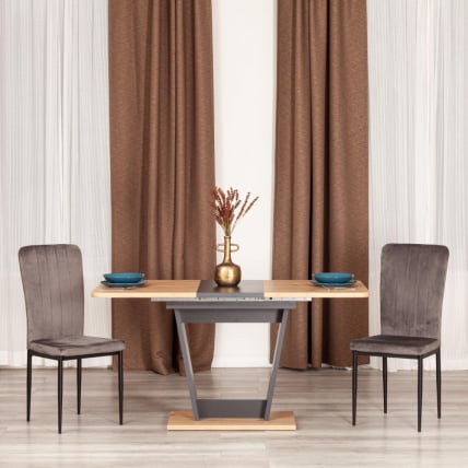 Стол обеденный ФОКС раздвижной ЛДСП, 68.6кс110-145кс75 см, Дуб артисан/Графит / FOX 68.6x110-145x75_13