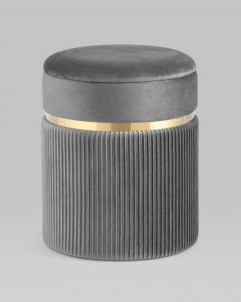 Пуф Миранда с ящиком велюр Серый_1