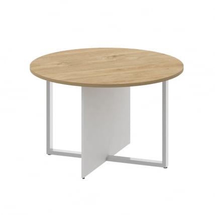 Стол переговорный, круглый СХИФТ СК.СП-КР-120 Тиквуд Светлый/Белый Бриллиант / SHIFT SK.SP-KR-120_0