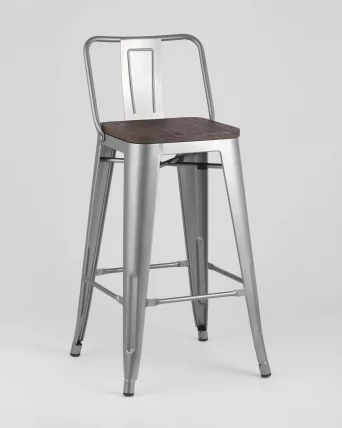 Стул полубарный Толикс Воод со спинкой Серебристый / Tolix Wood_1