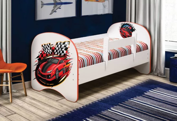 Кровать детская с фотопечатью без ящика 800*1900 Машина_1