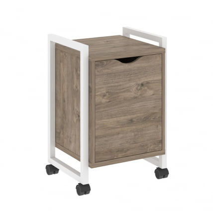 Тумба на колесных опорах с распашным фасадом ЛОФТ ВР.Л-Т2.К Металл белый Тиквуд темный / LOFT VR.L-T2.K_0