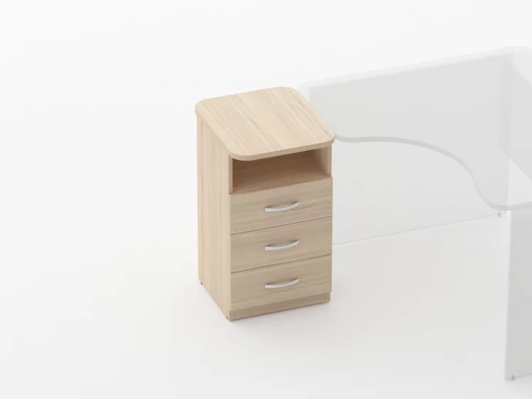 Тумба приставная на 3 ящика с нишей Глассй 3.10.13 Бук светлый / Glassy_1