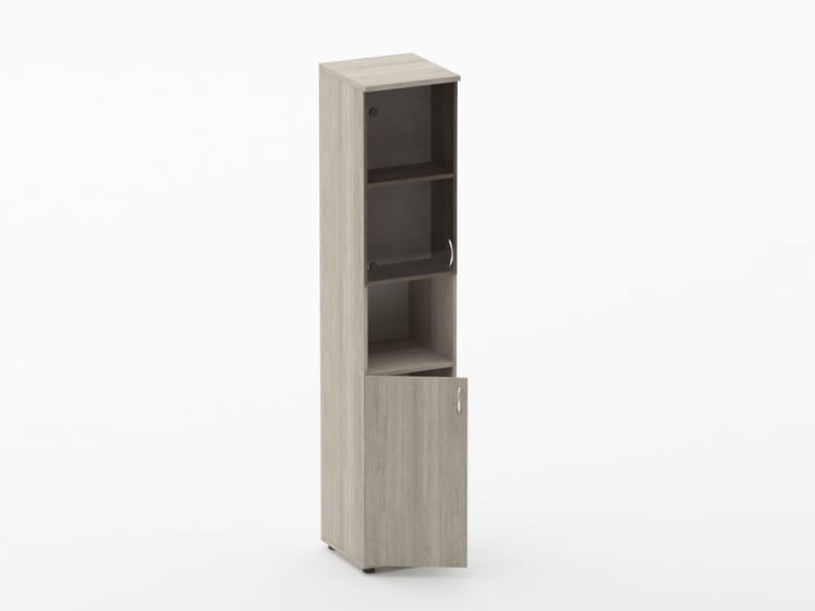 Шкаф высокий закрытый с нишей Твин 16.16.15Л Дуб Сантана светлый / Twin_1