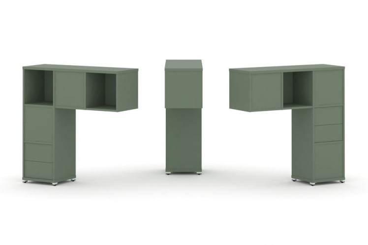 Надставка на стол низкая двухсторонняя + задняя стенка (5 шт.) + блок с 2-мя ящиками (2 шт.) CОНCЕПТ CН.ДНН-003 Кобо Белый металл / CONCEPT CN.DNN-003_0