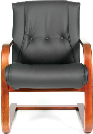 Кресло для посетителя CХАИРМАН 653 В (В) кожа Черный / CHAIRMAN (V)_1