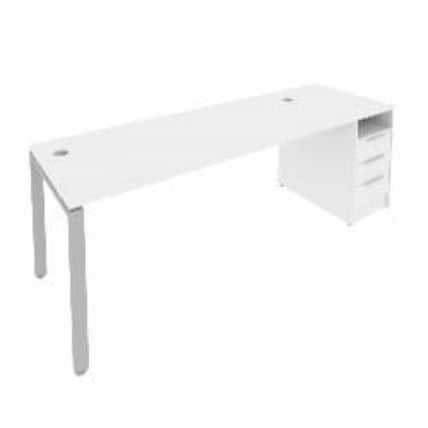 Рабочая станция с опорной тумбой Метал Сйстем Б.РС-СТП -1.5 Белый/Серый / Metal System_0