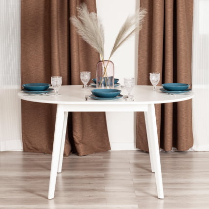 Стол обеденный СВЕЛТО ЛДСП, опора-массив березы, 105 х 105 (140) х 74.5 см, Белый /белый / SVELTO_11