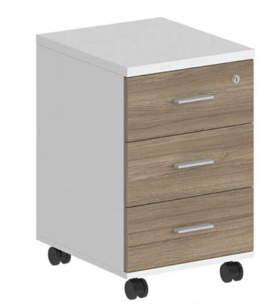 Тумба мобильная с тремя ящиками Сигма СГ.611.ВХ.ОД Белый Дуб темный / Sigma SG.611.WH.OD_0