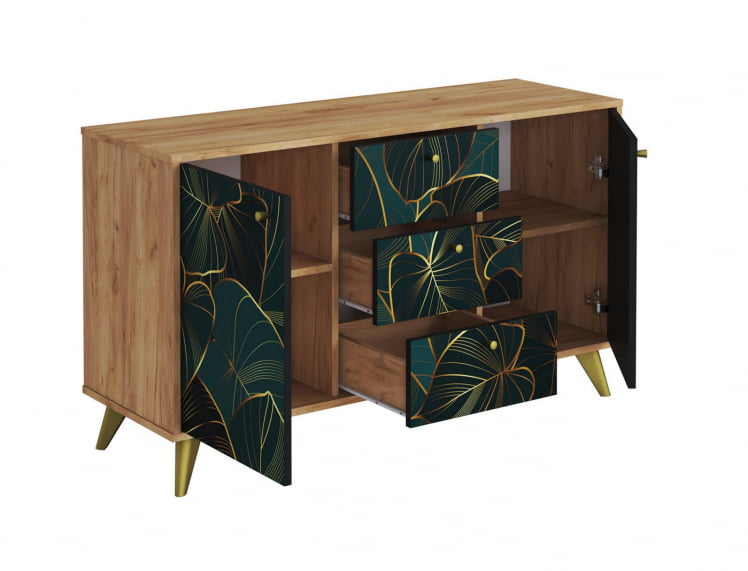 Комод Фьюжн КМ-003 дуб крафт золотой/ТРОПИCАЛ / золотой/TROPICAL_1