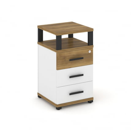 Тумба приставная с 3-мя ящиками и надставкой CОНCЕПТ CН.ТУП-003 Б/В Сандал Янтарный Белый бриллиант Черный / CONCEPT CN.TUP-003 B/W_0