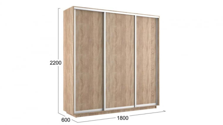 Шкаф-купе 3-х дверный Румер СШК 1.180.60-11.11.11 Дуб Сонома_1