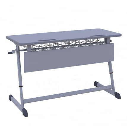 Парта двухместная НОМАД В с ручной регулировкой высоты (рост 4-6) Голубой/Серый / NOMAD V_0