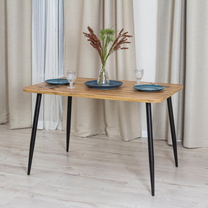 Стол ПЛУТО ЛДСП/металл, 120кс80кс77 см, Дуб вотан/Черный / PLUTO 120x80x77_6