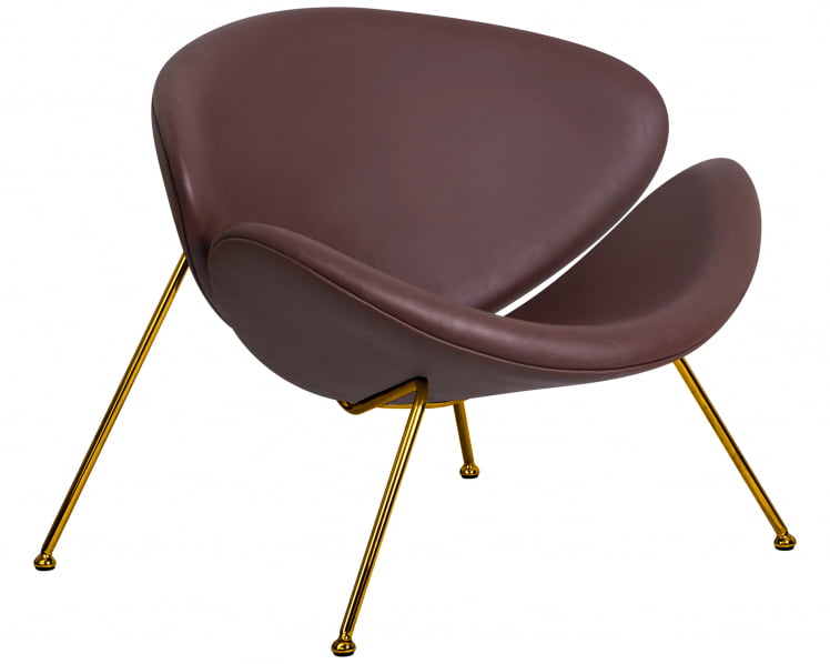 Кресло дизайнерское ДОБРИН ЕМИЛЙ (коричневый винил ЙП5, золотое основание) / DOBRIN EMILY YP5,_1