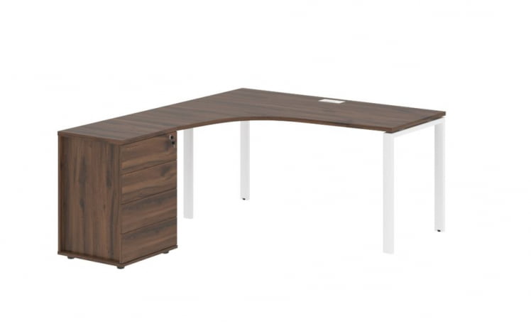 Стол эргономичный с тумбой левый ЕДИС ЕУCЕТ 1518 Л Дуб Денвер темный Белый / EDIS EUCET L_0