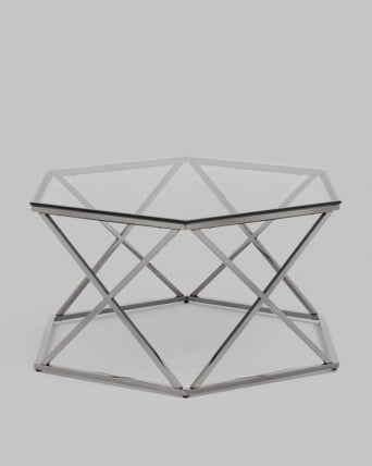 Журнальный столик Круз 93*80 стекло смоке сталь Темный хром / smoke_2