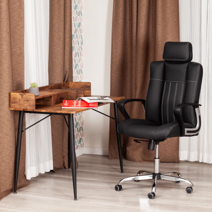 Кресло ОКСФОРД хром кож/зам, черный, 36-6 / OXFORD_11