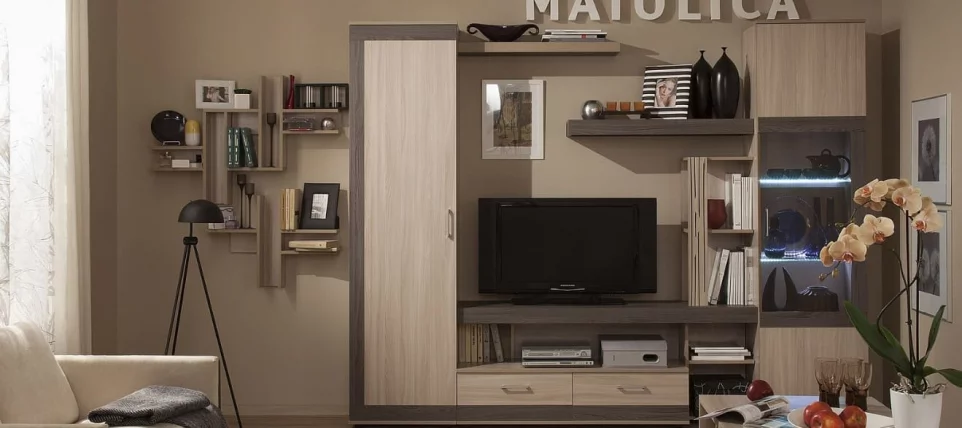 Шкаф МЦН Маиолика 1 Ясень Шимо светлый-Ясень Анкор темный / Maiolica_2