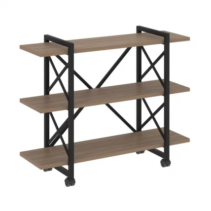 Стеллаж на колесных опорах - 3 полки ЛОФТ  ВР.Л-МСТ.К-3.8В Металл черный Дуб Аризона / LOFT VR.L-MST.K-3.8V_0