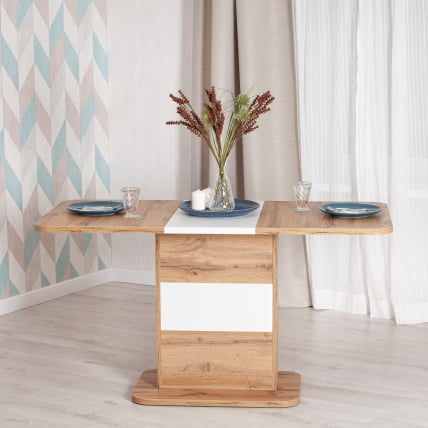 Стол обеденный СМАРТ ЛДСП, 105-140х68,6х75 см, Дуб вотан/Белый / SMART_13