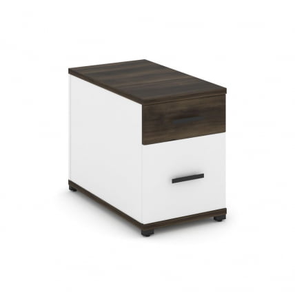 Тумба опорная/приставная с ящиком и распашным фасадом CОНCЕПТ CН.ТГО-004 Б/В Дуб Мали Белый бриллиант Черный / CONCEPT CN.TGO-004 B/W_0