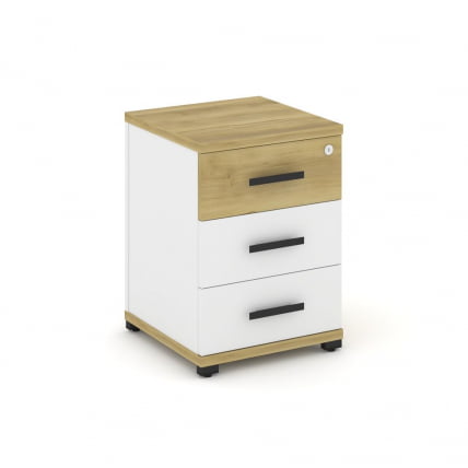 Тумба опорная/приставная с 3-мя ящиками CОНCЕПТ CН.ТУО-001 Б/В Дуб Винченцо Белый бриллиант Черный / CONCEPT CN.TUO-001 B/W_0