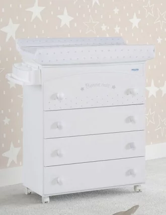 Комод Микуна Бонне Нуит пеленальный Б-970 вхите матрасик старс грей / Micuna Bonne Nuit B-970 white stars grey_1