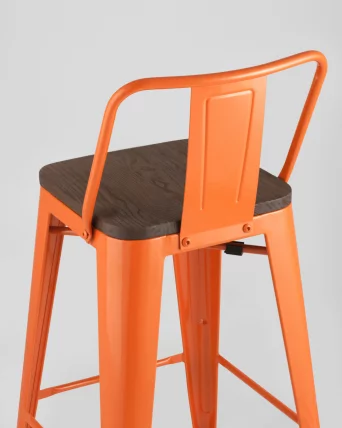 Полубарный стул Толикс Воод со спинкой Оранжевый / Tolix Wood_6