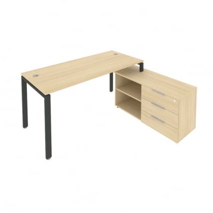 Рабочая станция на П-образном м/к с опорной тумбой правая Метал Сйстем Б.РС-СТС-2.4 Пр Акация/Антрацит / Metal System_0