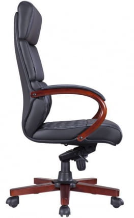 Стул руководителя Еверпроф Пресидент Воод Кожа Черный / Everprof President Wood_1