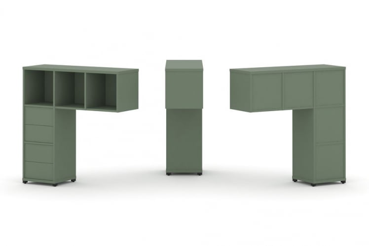 Надставка на стол низкая односторонняя + задняя стенка (5шт.) + блок с 2-мя ящиками (2шт.) CОНCЕПТ CН.ОНН-003 Кобо Черный металл / CONCEPT CN.ONN-003_0