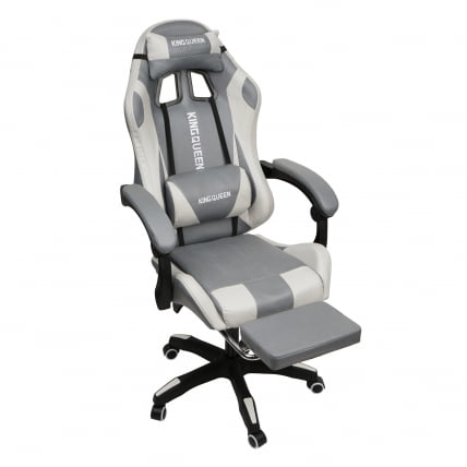 Кресло 1208, замша, цвет серо-белый с массажем, арт 1208-Грей-Вхите / 1208-Grey-White_3